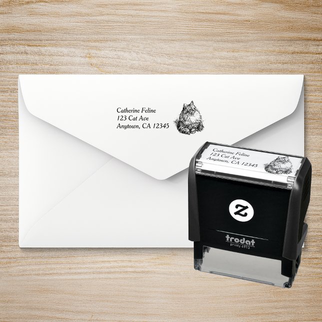 Return Address With Cat Self-inking Stamp (Creator Uploaded)