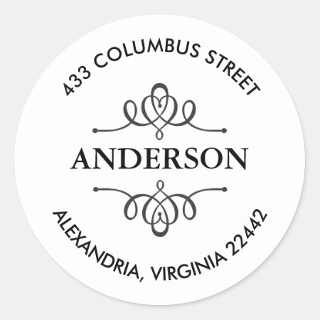 Return Address With Decorative Emblem Classic Round Sticker