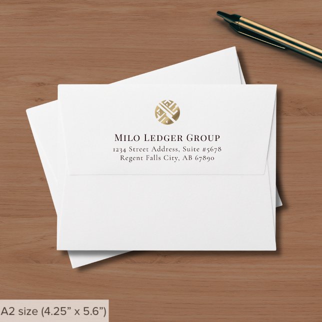 Return Address with Gold Logo Note Card Envelope (Creator Uploaded)