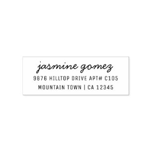 Return Address With Script Name Modern Minimalist Self-inking Stamp