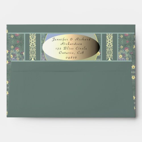 Return Addressed Wildflowers Drk Teal  Envelope