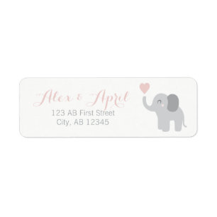 Return Label Birth Announcement Girl Elephant Cute