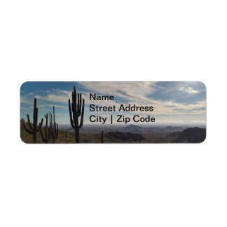 Return Label with Desert Scene Background