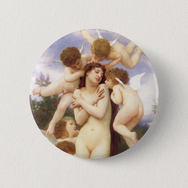Return of Spring (Le Printemps) by Bouguereau Pinback Button (Front)
