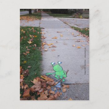 Return Of The Lazy Leaf-raker Postcard by David_Zinn at Zazzle