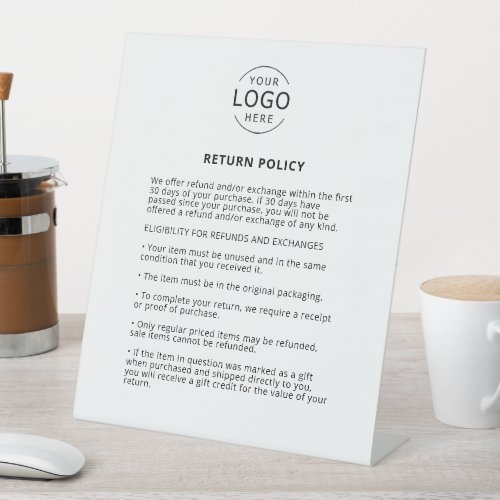 Return Policy with Your Own Logo Pedestal Sign