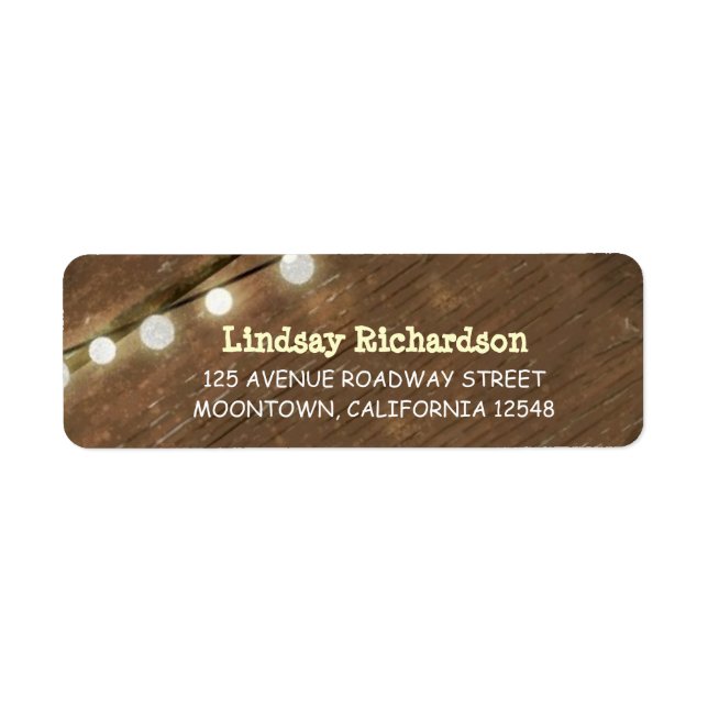 return rustic address labels with string lights (Front)