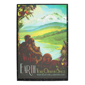 Return To Earth space tourism vacation advert Metal Print