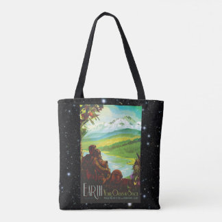 Return To Earth space tourism vacation advert Tote Bag