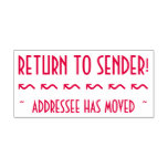 [ Thumbnail: "Return to Sender!", "Addressee Has Moved" + Arrow Self-Inking Stamp ]