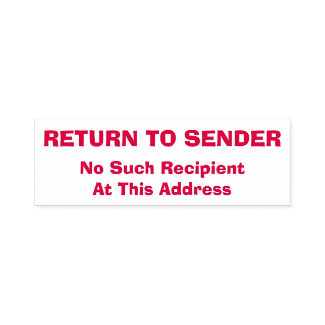 "RETURN TO SENDER" "No Such Recipient ..." Self-inking Stamp (Design)