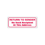 [ Thumbnail: "Return to Sender", "No Such Recipient ..." Self-Inking Stamp ]