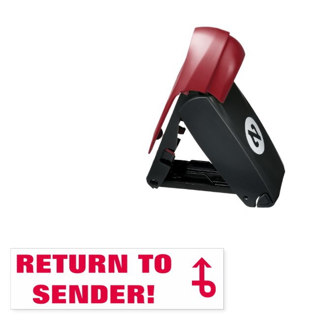 "RETURN TO SENDER!" Rubber Stamp (Open with Design)