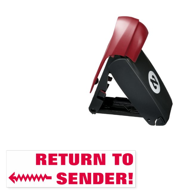 "RETURN TO SENDER!" Rubber Stamp (Open with Design)