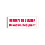 [ Thumbnail: "Return to Sender", "Unknown Recipient", Lines Self-Inking Stamp ]