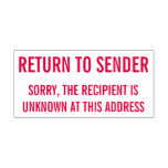 [ Thumbnail: "Return to Sender" Unknown Recipient Rubber Stamp ]