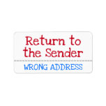 [ Thumbnail: "Return to The Sender", "Wrong Address" Label Address Label ]