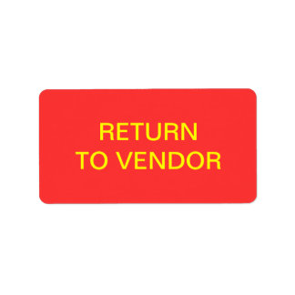 Return To Vendor Inventory Control Label