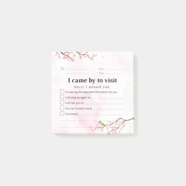 Return Visit Note 01 (Front)