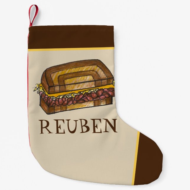 Reuben Sandwich Jewish Deli Cuisine Hanukkah Small Christmas Stocking (Front)