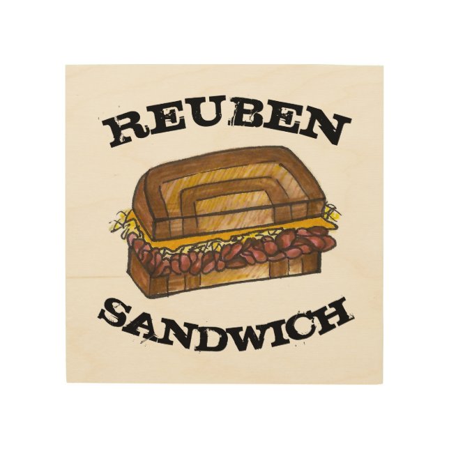 Reuben Sandwich on Rye Jewish Deli Food Cooking Wood Wall Decor (Front)