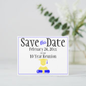 Reunion Class Save The Date Minimalist Blue Yellow Postcard (Standing Front)