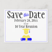 Reunion Class Save The Date Minimalist Blue Yellow Postcard (Front)