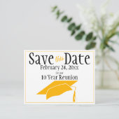 Reunion Class Save The Date  Orange Graduation Cap Postcard (Standing Front)