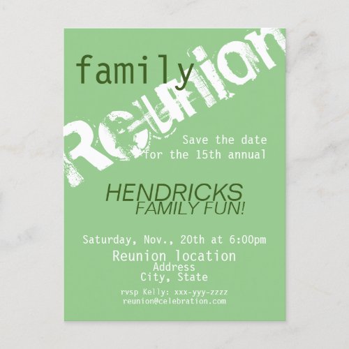 Reunion design for families school mates peers  postcard