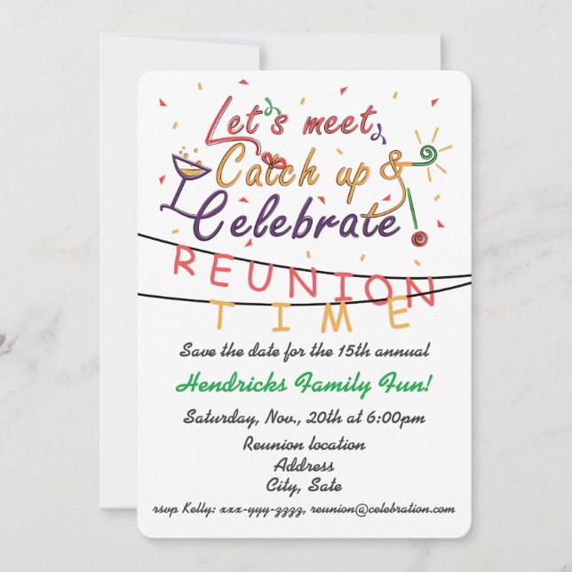Reunion design for families, school mates, peers save the date (Front)