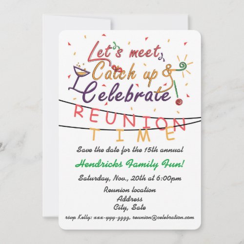 Reunion design for families school mates peers save the date