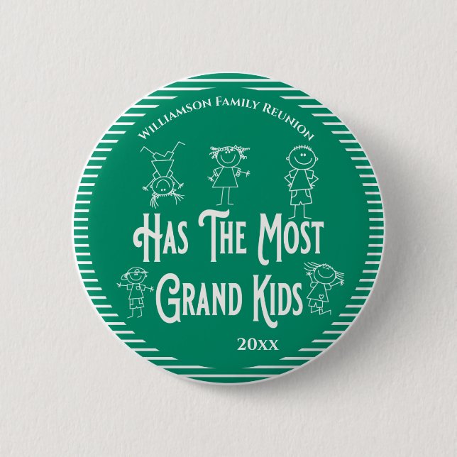 Reunion Grandparents Award Most Grand Kids Button (Front)