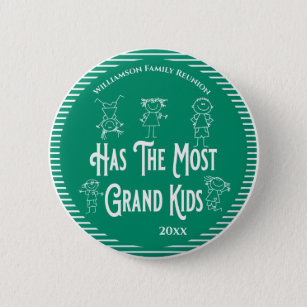 Reunion Grandparents Award Most Grand Kids Button