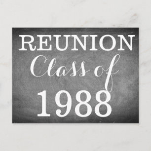 Reunion Handwriting Typography Black White Postcard