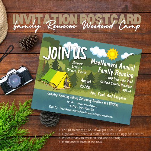 Reunion Invitation Rustic Weekend Getaway Family Postcard