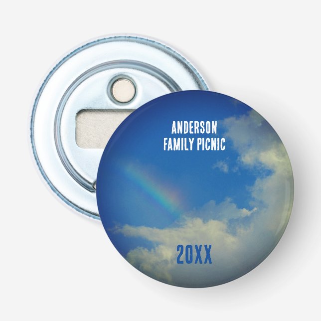 Reunion Rainbow Colorful Annual Family Picinic Bottle Opener (Front)