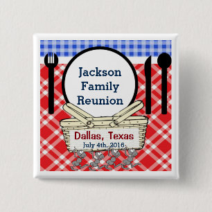 Reunion - Red, White & Blue Picnic or BBQ Button