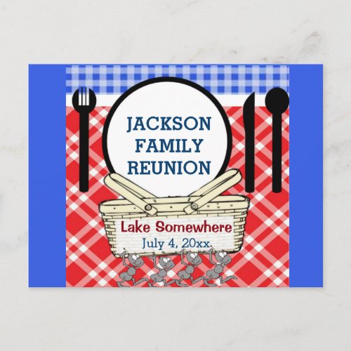 Reunion _ Red White  Blue Picnic or BBQ Postcard