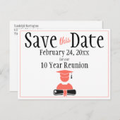 Reunion Save The Date Minimalist Black Coral Postcard (Front/Back)