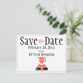 Reunion Save The Date Minimalist Black Coral Postcard (Standing Front)