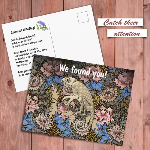 Reunion Save the Date with Chameleon Hiding Announcement Postcard