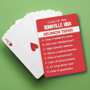 Reunion Trivia! Fun Custom Class Reunion Poker Cards