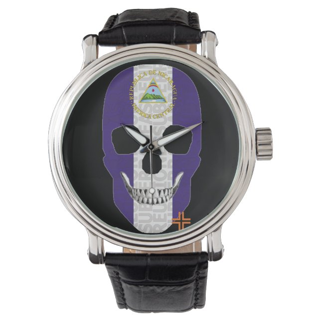 REUNIONES Nicaragua reloj hombre correa cuero Watch (Front)
