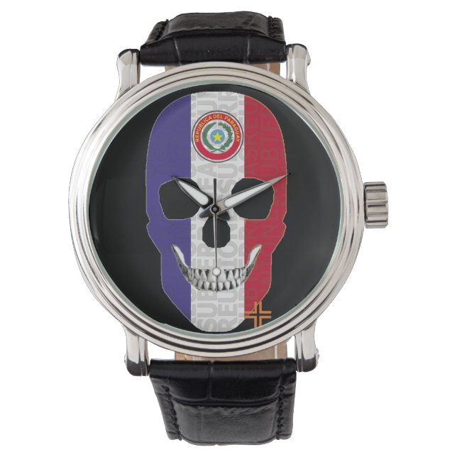 REUNIONES Paraguay reloj hombre correa cuero Watch (Front)