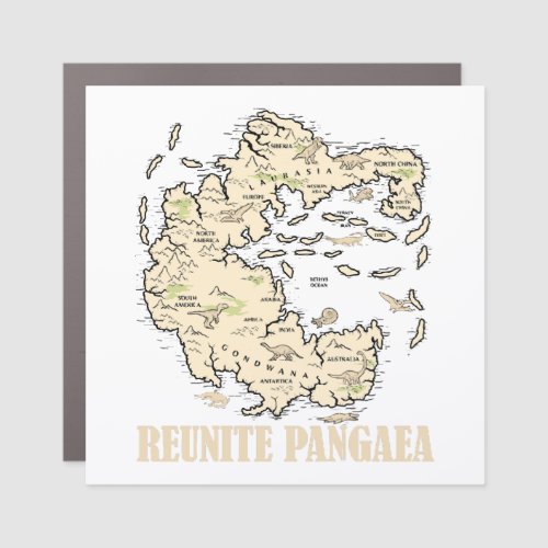 Reunite Pangaea World map History Funny Geology Gi Car Magnet