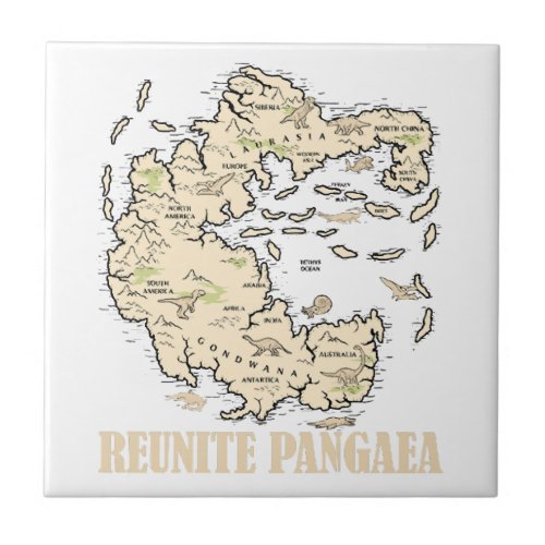Reunite Pangaea World map History Funny Geology Gi Ceramic Tile