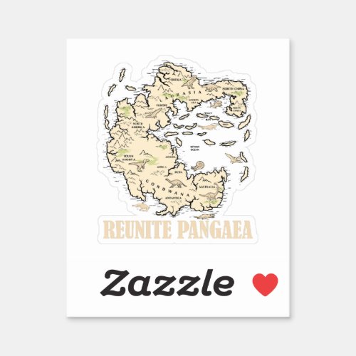 Reunite Pangaea World map History Funny Geology Gi Sticker