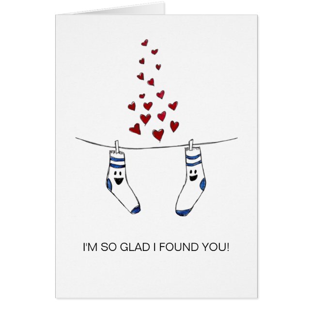 Reunited Socks Funny Romantic Watercolor Card (Front)