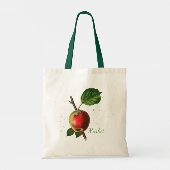 Reusable Apple Market Tote Bag (Back)