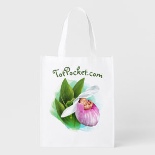 Reusable Bag - Pink Lady Slipper Baby